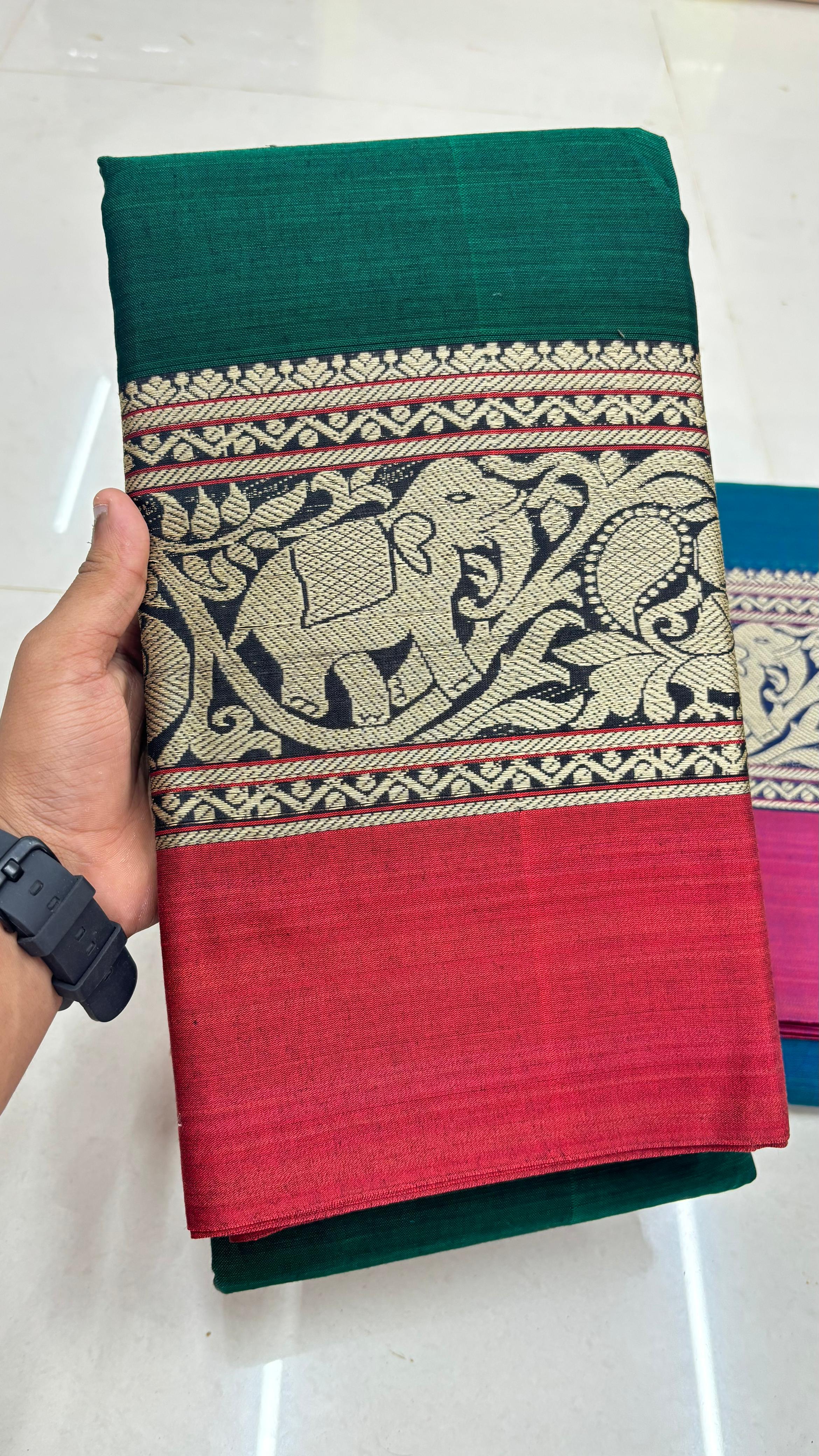 Tanvi Gold Jari Narayanpet Pure Cotton Saree